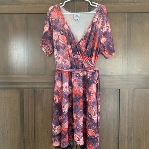 Floral Faux Wrap Dress